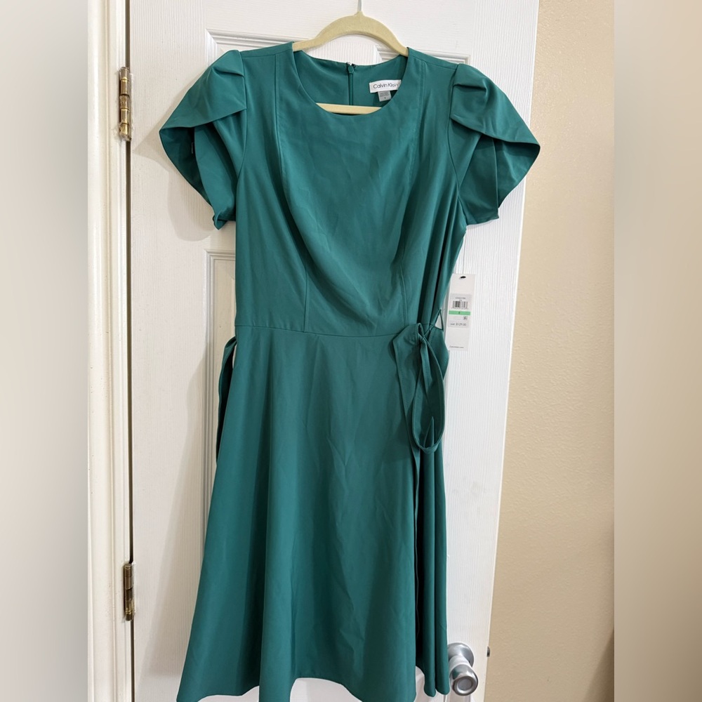 Calvin Klein Collection Teal Midi Dress, size 8, NWT
